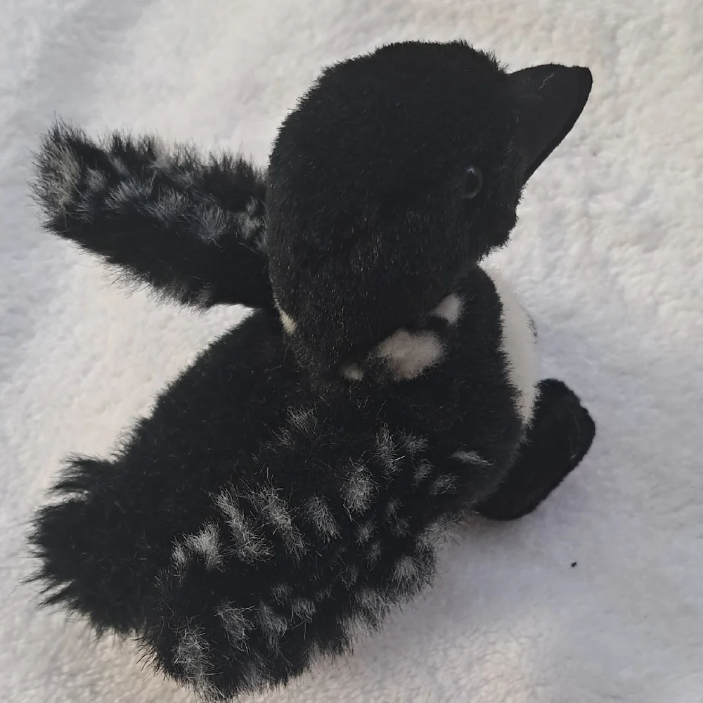 Charming Plush Bird Toy for Small Pets - Black and White